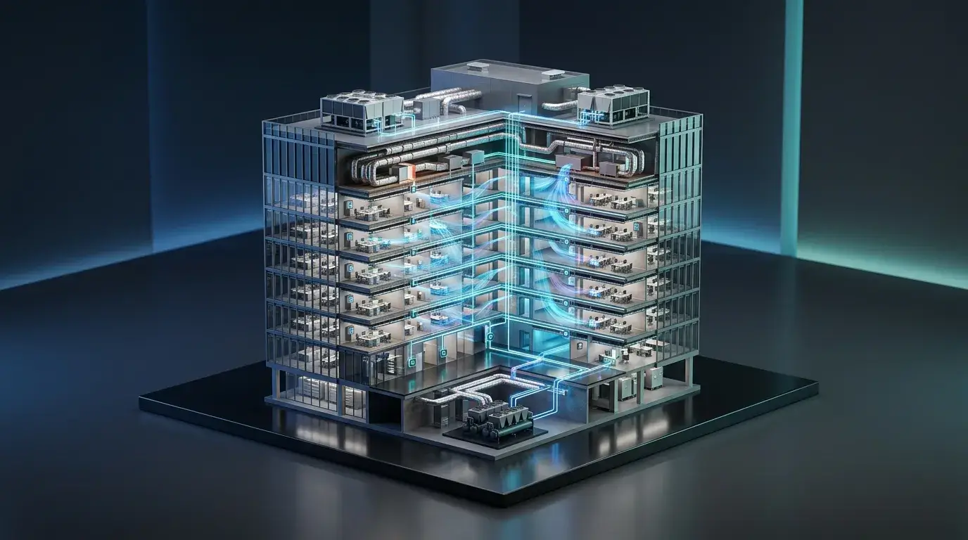 Smart HVAC control system managing energy-efficient climate control in a Saudi commercial building